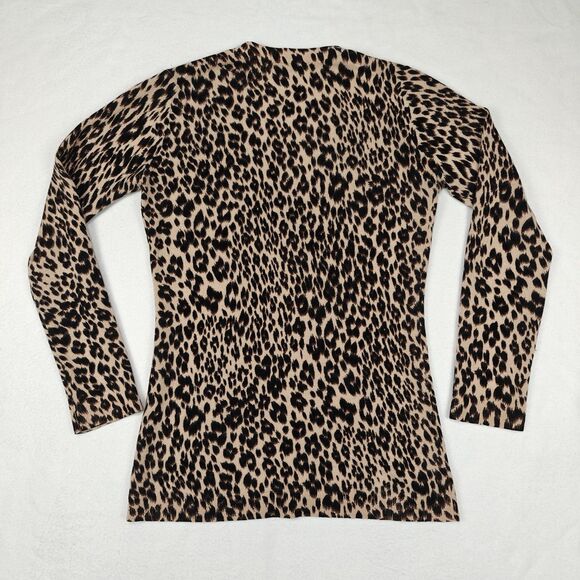 Cashmere Cashmere Leopard Print Button Cardigan Sweater Size S Mob Wife Glam - Picture 5 of 12